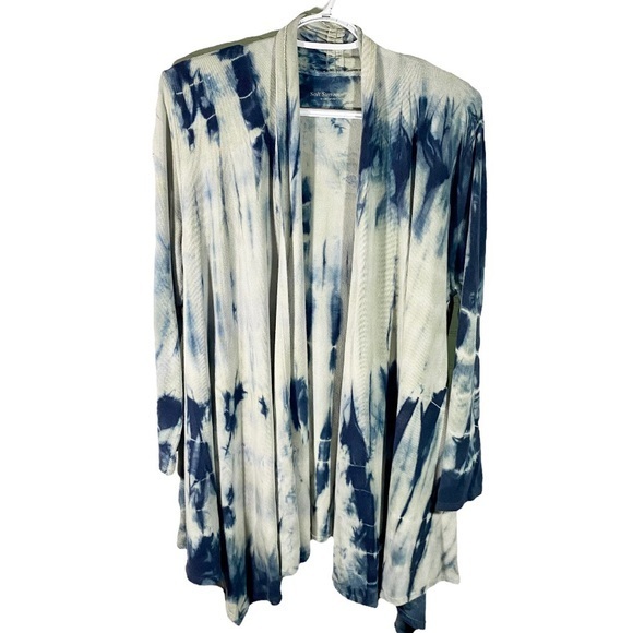 Soft Surroundings Sweaters - Soft surroundings blue tie dye open front cardigan tunic petite L